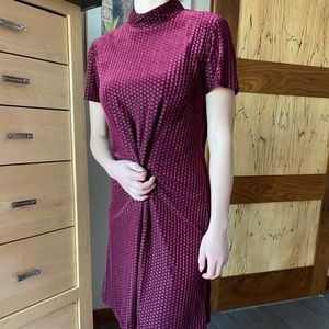 90s Maroon/Wine Velvet High Neck Dress